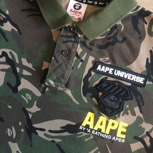 BAPE | Aape Universe Army Green Camo Polo Shirt